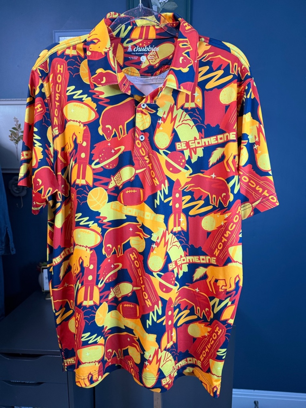 chubbies Men’s Red, Yellow & Blue Houston Graphic Short-Sleeve Performance Polo
